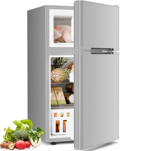 Antarctic Star Compact Refrigerator with Freezer,2 Door Mini Fridge,Adjustable Shelf,Adjustable Thermostat,for Bedroom,O - Detailed View