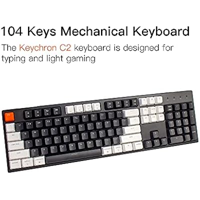 Keychron C2 Full Size Hot-swappable Wired Mechanical Keyboard Compatible with Mac, Keychron Brown Switch, 104 Keys ABS keycaps Gaming Keyboard for Windows, USB-C Type-C Braid Cable
