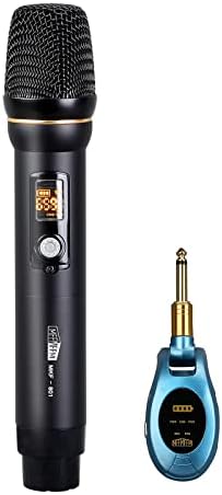 mffmffm Wireless Microphone, Dual Metal Handheld Dynamic Mics for Singing, Karaoke, 260FT UHF Range Compatible with 1/4" and 1/8" Output Devices Such as PA Systems, DJ Mixers and Amp