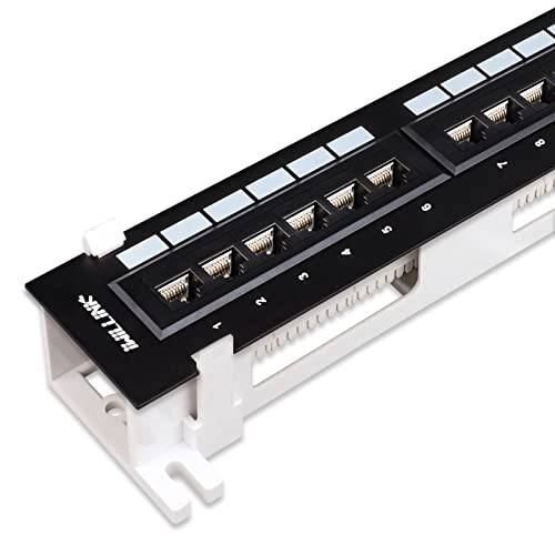 iwillink 12-Port Mini Vertical Cat6 Patch Panel, 10Gbps Network Panel with Wall Mount 89D Bracket