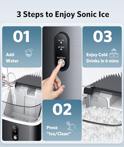 Kndko NUGGET ICE MAKER COUNTERTOP Portable Crushed Pellet Ice Machine, Soft Pebble Ice Cubes In 6 Mins, 35Lbs/24H, Self Cleaning Sonic Ice Makers thumb #4