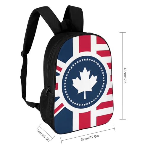USA UK And Canada Flag Travel Backpack 17 Inch Casual Daypack Shoulder Bag with Adjustable Shoulder Straps2