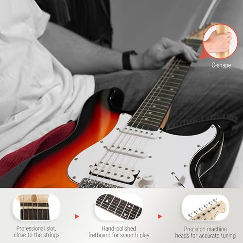 image for Donner DST-100S 39 Inch Full Size Electric Guitar Kit Solid Body Sunbu
