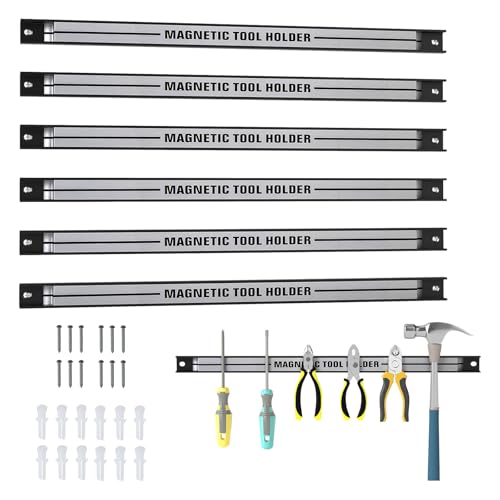 Goplus 6PCS 18″ Magnetic Tool Holder, Wall Mounted 176LBS Capacity Magnetic Tool Organizer, Heavy Duty Metal Tool Rack, Tool Magnet Bar, Magnetic Tool Holder Strip for Garage Workshop