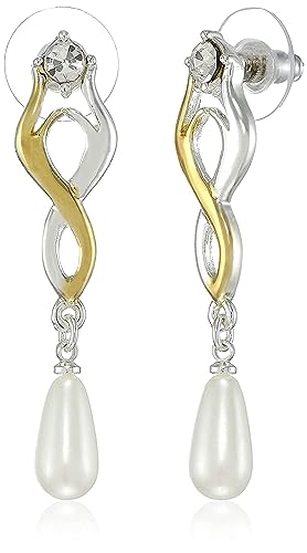 Estele 24 Kt Gold Plated Dual tone Inifity Rain Drop Dangle Earrings with Single Austrian Crystal for Women (B095CLLWHR) Amazon Price History, Amazon Price Tracker