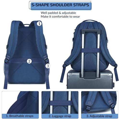 Image of Lohol Water Resistant Daypack with Mulitiple Pockets for School Travel Outdoor College, 15.6 inch Laptop Backpack for Men and Women (Navy Blue)