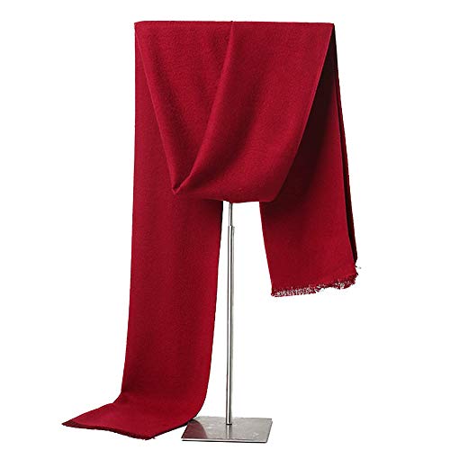 Mens Winter Cashmere Scarf, Super Long & Fashion Formal Soft Scarves for Men (Deep Red)