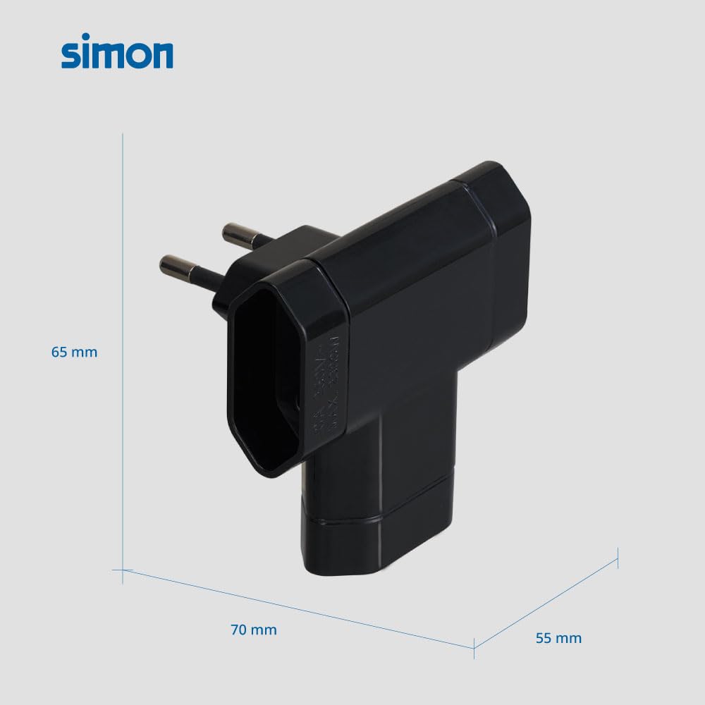 Simon brico - Adapter 10a 250v 3 gniazda czarny blister