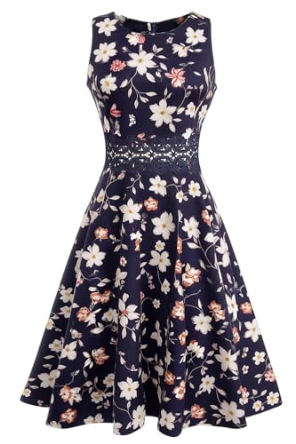 HOMEYEE Women's Cocktail A-Line Embroidery Casual Party Summer Wedding Guest Dress A0792