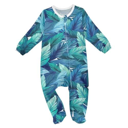 J JOYSAY Tropical White Green Baby One-Piece Footies Cotton Baby Pajamas Sleep 'N Play Footie for Baby Girl 6M