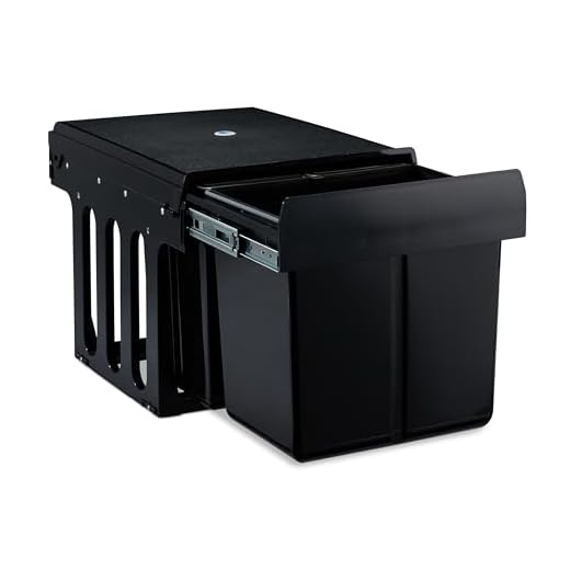 Relaxdays inbouw prullenbak, 3 vakken, keuken, afvalscheidingsbak keukenkast, 15 l & 2x 8 l, HBD 35,1x34,3x48 cm, zwart