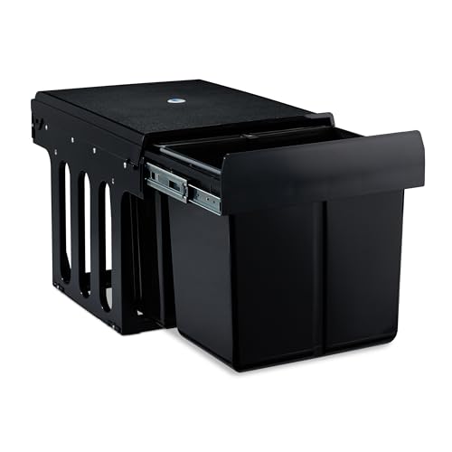 Relaxdays Einbaumülleimer 3-fach, ausziehbar, Küchenmülleimer für...