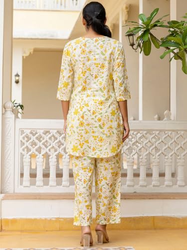 Image of feranoid Elegant V-Neck 3 /4 Sleeve Kurta & Pant Co-ord Set (S-XXL)