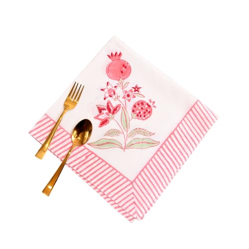 Servilletas de algodón absorbentes de 18x18" con estampado decorativo de granada 2