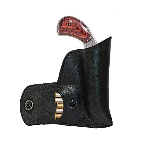 Leather Pocket Holster Fits NAA 22 Mag 1 1/8 or 1 5/8 Ammo Pouch Gun Holster (Black)