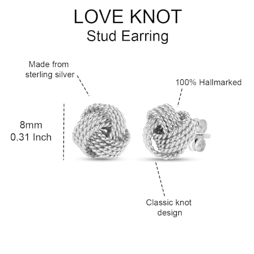 LeCalla Sterling Silver Love Knot Stud Earrings - Lightweight Italian Design Twisted Earrings for Women4