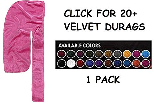 Premium Quality Long Tail Silky Velvet Durag 360/540 / 720 Wave Red Violet Suede Pink