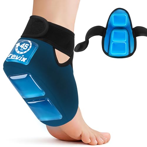 REVIX Heel Ice Pack Wrap for Achilles Tendonitis & Plantar Fasciitis with 45-Min Long Lasting Cold Therapy Lightweight Gel Ice Pack for Foot & Heel Swelling Reusable Ice Wrap 1 Pack