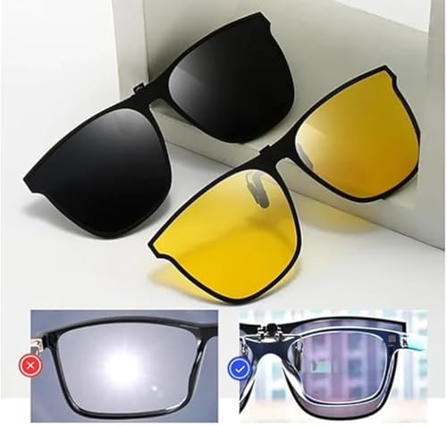 Interferek New Polarized Clip-On Flip Up Sunglasses, Up Sunglasses Over Prescription and Reading Glasses Frames (Ice Blue Film)3