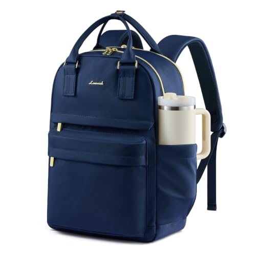 Image of LOVEVOOK Laptop Backpack for Women with Giant Tumbler Holder Pocket, 15.6 inch Laptop Computer Bag Travel Backpack Purse, Waterproof Work Nurse Teacher Bag College School Bookbag, Navy