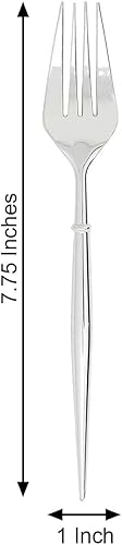 Miniatura 3 de Efavormart - Juego de 24 tenedores de plástico resistentes plateados de 8 pulgadas, cubiertos desechables de plástico prémium