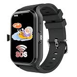 Orologio con Rilevamento di Cadute per Anziani con Monitoraggio GPS 4G E SOS, Orologio Intelligente per Videochiamate HD, Braccialetto di Emergenza,Nero