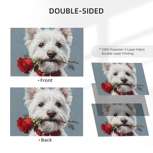 Drapeau West Highland Rose double face en polyester durable résistant aux UV - 5