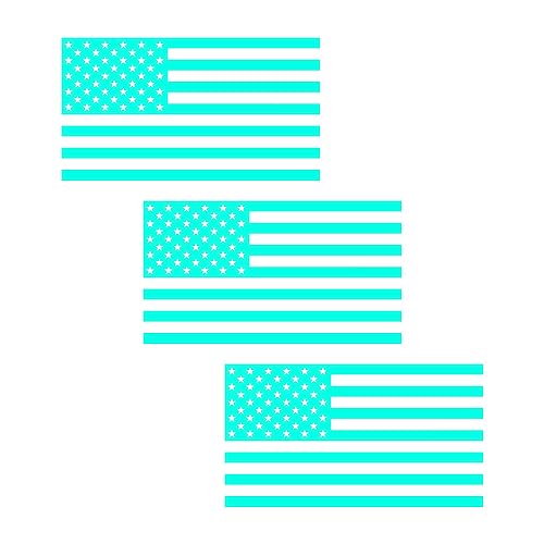 Image of American US Flag [Pick Color /Size] Vinyl Decal Sticker for Laptop /Car /Truck /Window /Bumper (5in x 2.8in [3-Pack], Matte Tiffany Blue)