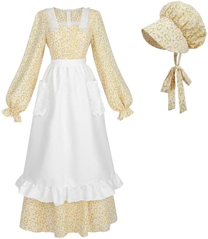 NSPSTT Prairie Dress Women Pioneer Colonial Costume Floral Amish ...