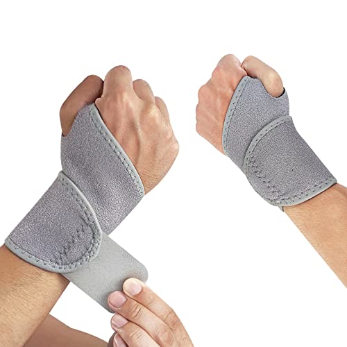 Abnii Handgelenk Bandagen, Handgelenkbandage Handgelenkstütze, Einheitsgröße Verstellbar Daumenbandage für Fitness Gewichtheben (1Paar (Grau))