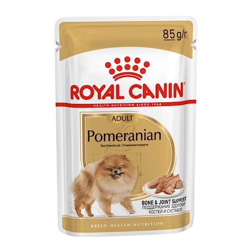 Royal Canin Pomeranian Adult | 12 x 85 g | Alleinfuttermittel für Hunde (Mousse) | Für ausgewachsene und ältere Zwergspitze | Ab dem 8. Monat | Angepassten Mineralstoffgehalt