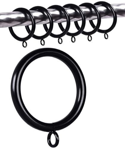 1.5-Inch Inner Diameter Metal Curtain Rings with Eyelets,Fits Up to 1 1/4-Inch Rod Wire Diameter 4.5mm (Black-48pcs)
