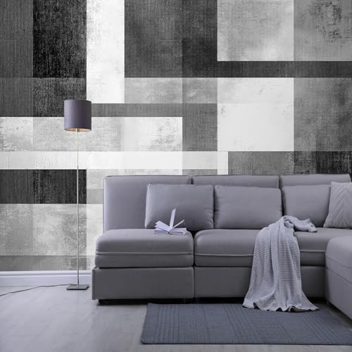 Papier peint géométrie grise panoramique intissé luxe 3D