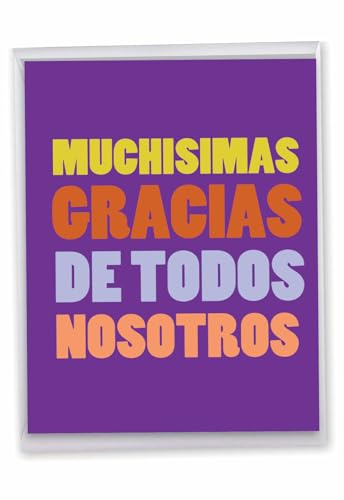NobleWorks - Large Group Thank You Card in Spanish (8.5 x 11 Inch) Gratitude, Appreciation Gift - Big Muchas Gracias J3242TYG-US-SL
