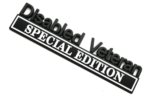 Image of 2pcs Disabled Veteran Special Edition Emblem Car Decal, Warrior Soldier 3D Sticker, Disabled Veteran Special Edition Letters Car Badges, Accessories (Black White)