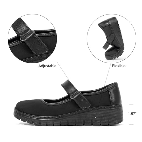 Image of VJH confort Women s Mary Jane Flats, Breathable Comfort Round Toe Low Heel Slip-on Light Weight Walking Shoes