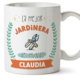 MUGFFINS Tazas Personalizadas para JARDINERA mujer - En Español - Mejor del mundo - Con dibujo - 11 oz / 330 ml - Regalo Personalizable original y divertido