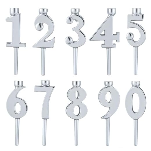 Otoolling 1 Set Number Candle Holder Set Silver Candle Holder Gifts Handmade Recycled Aluminum Toppers for Birthdays Cakes Anniversaries Celebrations