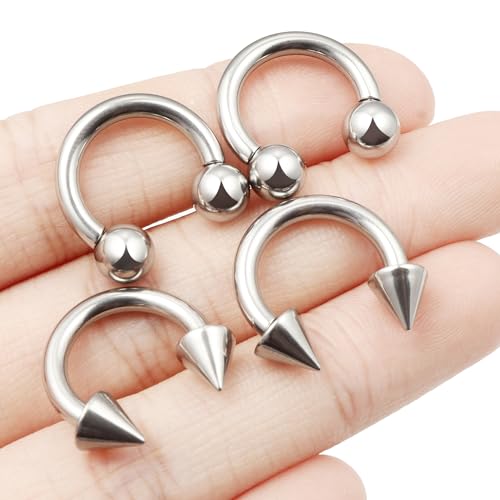 Dyknasz 2G 4G 6G 8G 10G 12G 14G 16G Circular Horseshoe Barbell Septum Rings Surgical Steel Heavy Gauges Earrings Stretching Kit Pierced Body Jewelry for Women Men 12mm 16mm4