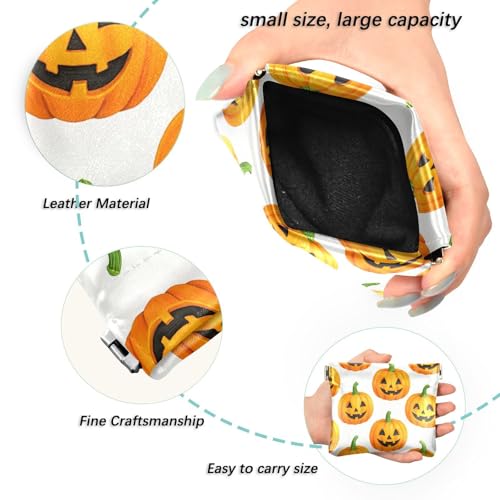 Halloween Pumpkins Squeeze Coin Purse, Leather Coin Purse, Mini Wallet, Compact and Portable, Unisex2