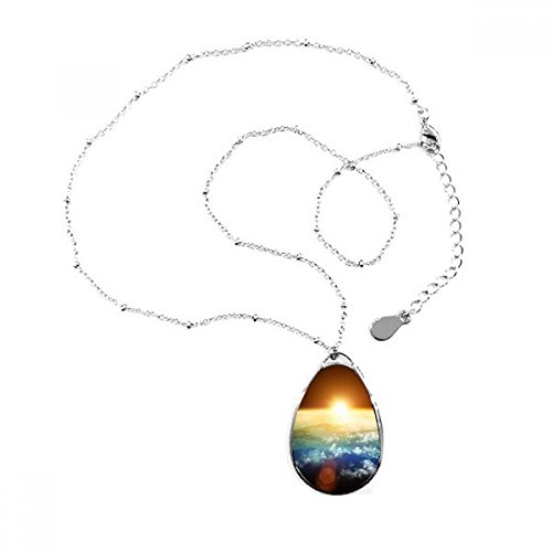 Collier Terre bleu pendentif goutte d'eau pour les amoureux de nature