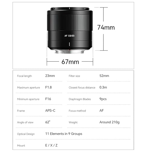 Image of TTartisan AF 23mm F1.8 Prime Lens for Fuji X Mount, APS-C Frame Portable and Versatile Autofocus Lens Compatible with Fuji X-Mount Mirrorless Cameras X-A1、X-A10、X-A2、X-A3、X-A5、X-A7、X-M1、X-M5、