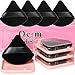 Ocim 4 Pcs Triangle Powder Puffs for Face Powder,Soft Velour Triangular Beauty Puff,Makeup Pressed, Baking & Setting Powder Sponge Applicator Pads with Case,black