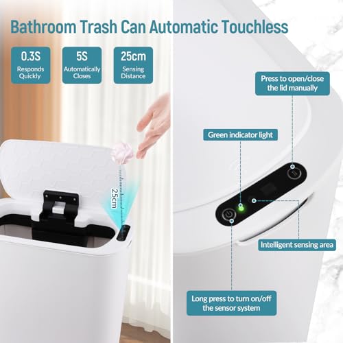 Cesto de basura automático para baño con sensor de movimiento, tapa sellada y recargable miniatura 3