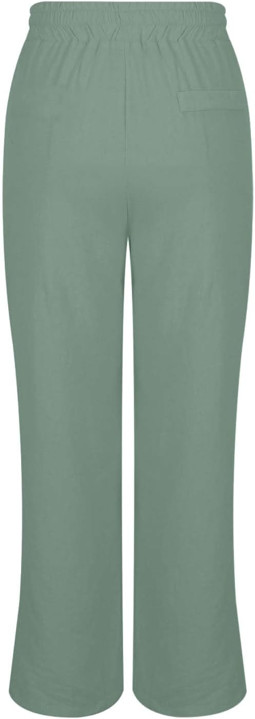 Pants for Women 2026 Summer High Waisted Pants Casual Soft Straight Leg Pant Solid Color Drawstring Comfy Pant