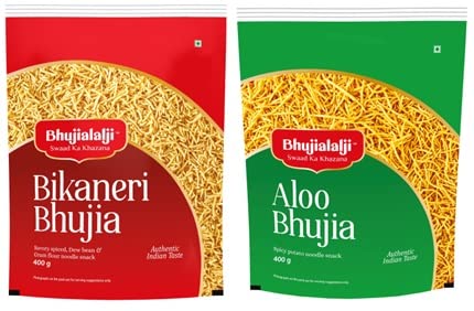 Image of Bhujialalji Aloo and Bikaneri bhujia (Combo pack of 2) 2kg | Rajasthani Namkeen | indian Spices | Indian Tea Time Fresh & Mixture | Ready to eat | Crsipy & Light snacks