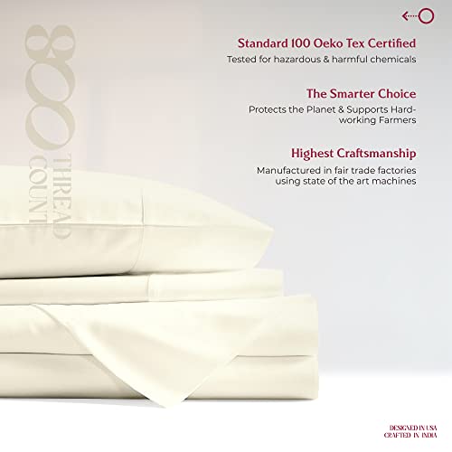 Mayfair Linen Queen/Standard Size Pillow Cases Set Of 2-100% Cotton Pillowcases, Natural Cooling, 800 Thread Count Soft, Sateen Weave Pillow Case Cover, Ivory - Quality Like Egyptian Cotton #TOP7