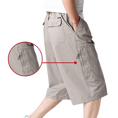 Calça de golfe masculina à prova de intempéries_Vintage masculina trilha curta casual sólida bolsos