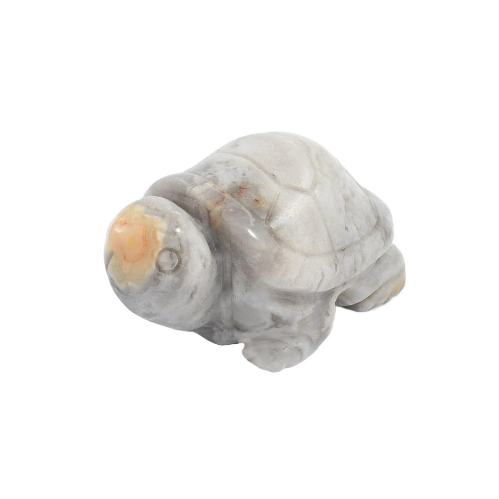 HUFFA 1.5 Inch Aventurine Jade Turtle Carving - Crystal Animal Ornament for Home Decoration(Crazyagate)