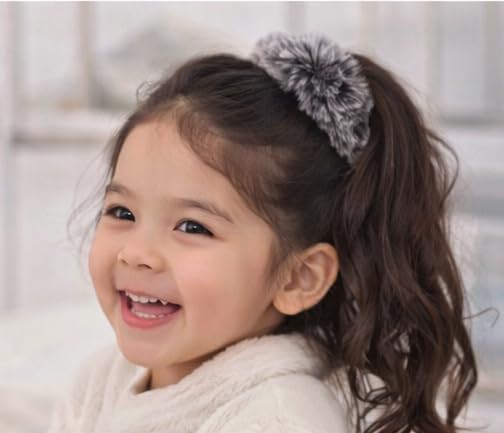 Lekshika Fluffy Faux Fur Hair Scrunchies for Girls & Women | Soft Elastic Hair Bands | Anti-Breakage Scrunchy for Ponytail & Buns | Pack of 6 β Multicolor 3